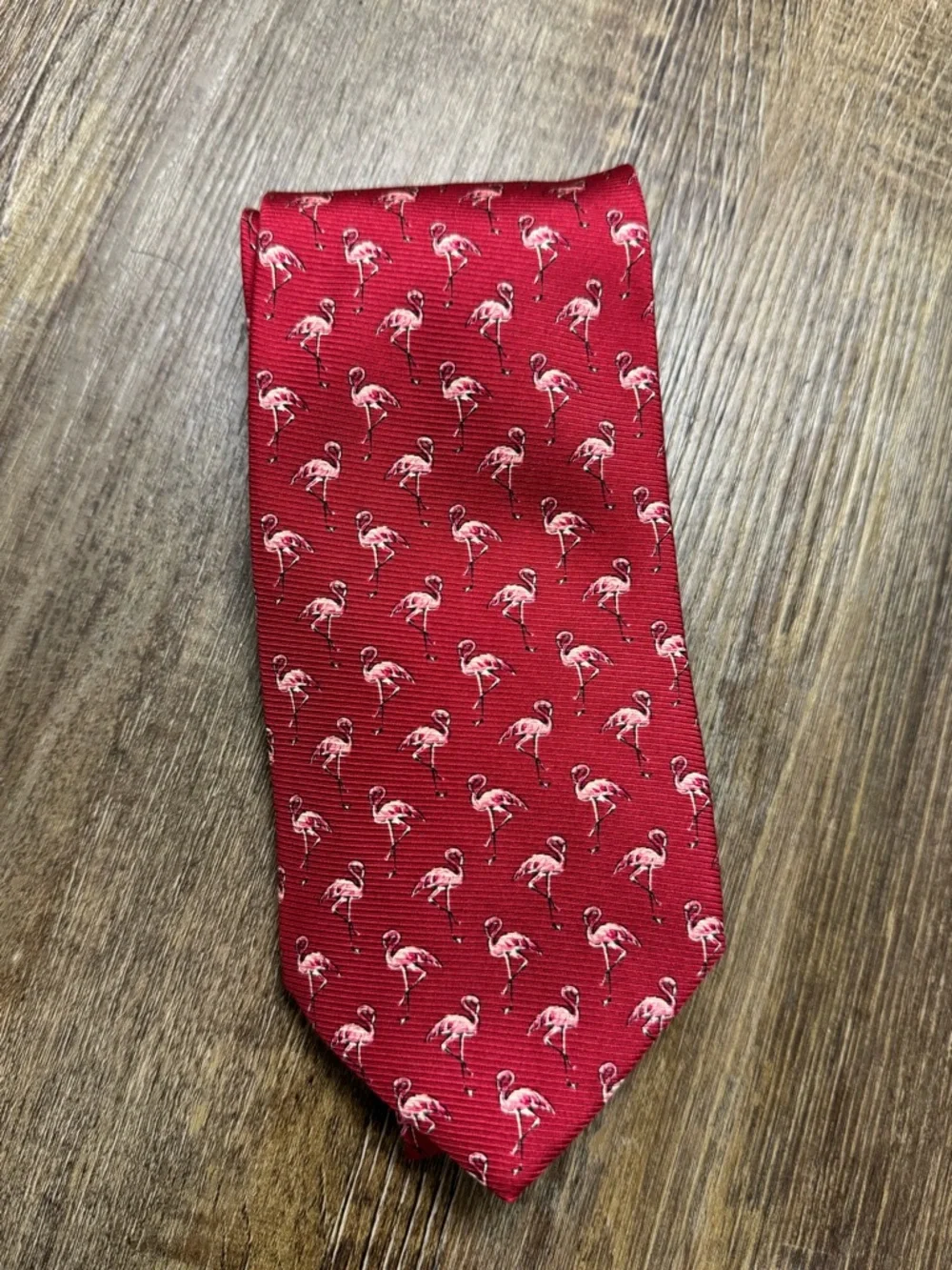 Ralph‎ Lauren Red Tie with Pink Flamingo Motif